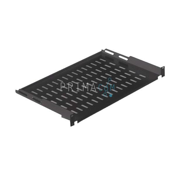 1U 19"d=400mm rack mount shelf, RAL 9005 black ** LET OP! PAST NIET IN 450MM DIEPE WANDKASTEN **