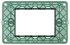 3-module mounting frame, with screws, for 3-module mounting boxes, grey