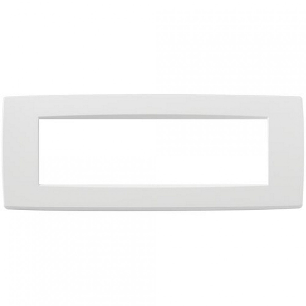 7-module cover plate, metal Total Look, matt white