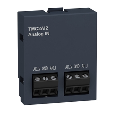 Analogue input cartridge, Modicon M221, 2 analog inputs, I/O extension