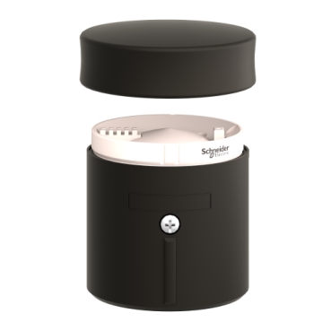 Base unit+cover for modular tower lights, Harmony XVB, plastic, black, 70mm, bottom entry, side cable entry