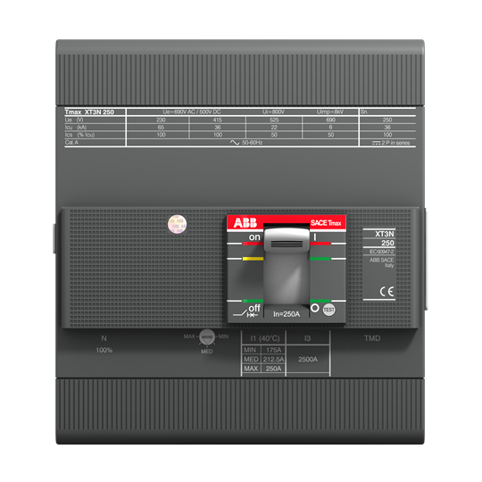 C.BREAKER TMAX XT3N 250 FIXED FOUR-POLE WITH FRONT TERMINALS AND THERMOMAGNETIC RELEASE TMD R 250-2500 A FULLY RATED NEUTRAL