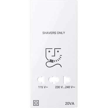 Central plate, Merten System M, for shaver socket, glossy, antibacterial, active white