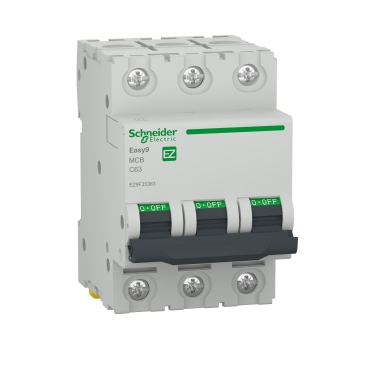 Circuit breaker, Easy 9, 3P, 63 A, curve C, 6000 A
