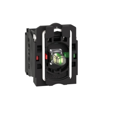 Complete body/contact assembly and light block, Harmony XB5, plastic, universal LED, body/fixing collar, 1NO + 1NC, 24V AC DC