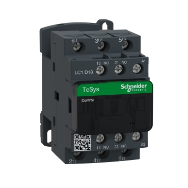Contactor, TeSys Deca, 3P(3 NO), AC-3/AC-3e, 0 to 440V, 18A, 24VAC 50/60Hz coil