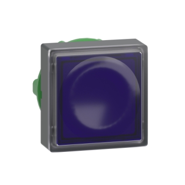 Head for illuminated push button, Harmony XB5, plastic, blue square flush, 22mm, universal LED, for insertion of legend
