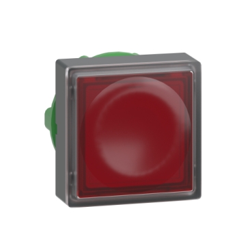 Head for illuminated push button, Harmony XB5, red square square flush 22mm, universal LED, for insertion of legend