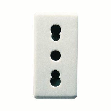 ITALIAN STANDARD SOCKET-OUTLET 250V ac - 2P+E 16A DUAL AMPERAGE - P11-P17 - 1 MODULE - SYSTEM WHITE