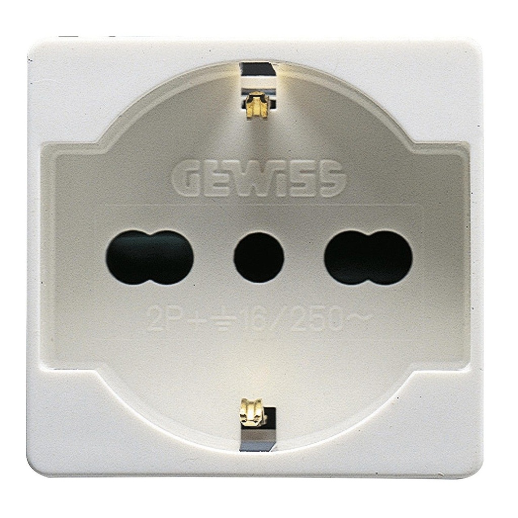 ITALIAN/GERMAN STANDARD SOCKET-OUTLET 250V ac - 2P+E 16A DUAL AMPERAGE - P40 - 2 MODULES - SYSTEM WHITE