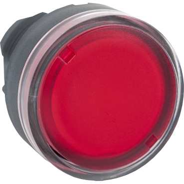 Illuminated push button head, Harmony XB5, plastic, flush, red, 22mm, spring return, plain lens for BA9s bulb
