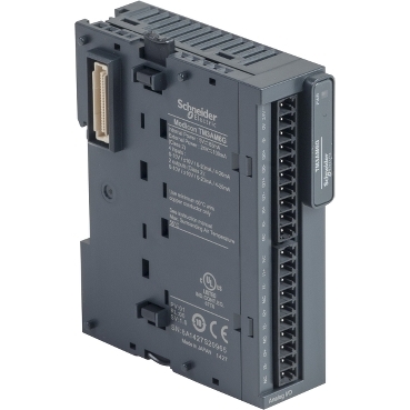 Input/output analog module, Modicon TM3, 4 inputs, 2 output (spring) 24 VDC