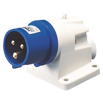 [GW60415] 90° ANGLED SURFACE MOUNTING INLET - IP44 - 2P+E 32A 200-250V 50/60HZ - BLUE - 6H - SCREW WIRING