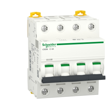[A9F74404] Acti9 iC60N 4P C Curve 4A Miniature Circuit Breaker