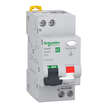 [EZ9D35620] Easy9 RCBO - 1P + N - 20A- C curve - A type - 4500 A - 30 mA