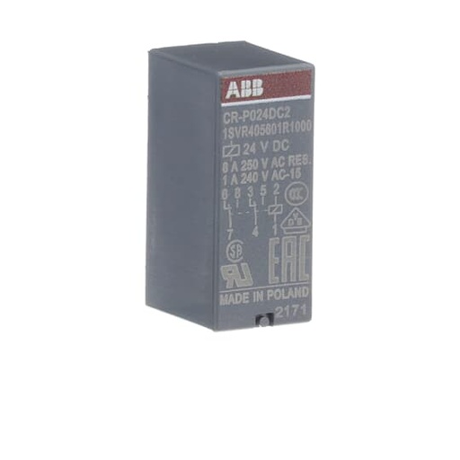 [CR-P024DC2] CR-P024DC2 Pluggable interface relay 2c/o, A1-A2=24VDC, 250V/8A