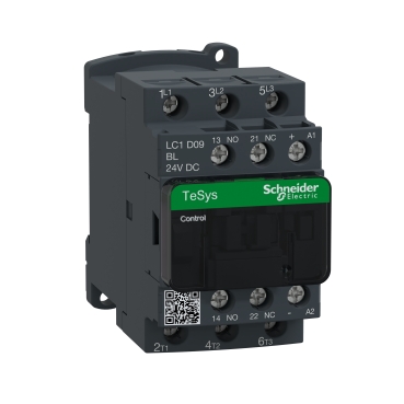 [LC1D09BL] Contactor, TeSys Deca, 3P(3 NO), AC-3/AC-3e, 0 to 440V, 9A, 24VDC low consumption coil
