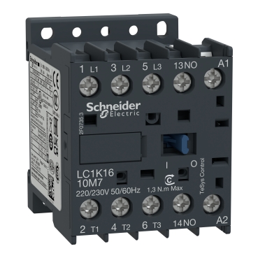 [LC1K1610B7] Contactor, TeSys K, 3P, AC-3/AC-3e,<=440V 16A, aux. 1NO, 24V AC coil