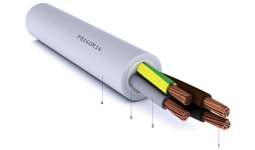 [CAV5X10FG16] FG16OR16 - Power cable insulated with high quality EPM-rubber, with PVC sheath, not propagating fire, with reduced corrosive gas emission