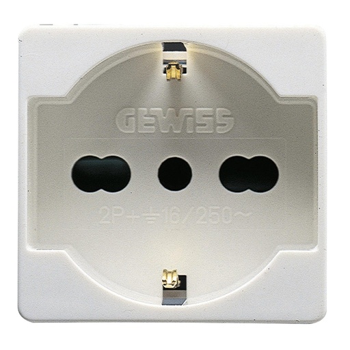 [GW20246] ITALIAN/GERMAN STANDARD SOCKET-OUTLET 250V ac - 2P+E 16A DUAL AMPERAGE - P40 - 2 MODULES - SYSTEM WHITE