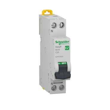 [EZ9P32625] Miniature circuit breaker (MCB), Easy9, 1P+N, 25A, C curve, 4500A (IEC/EN 60898-1)