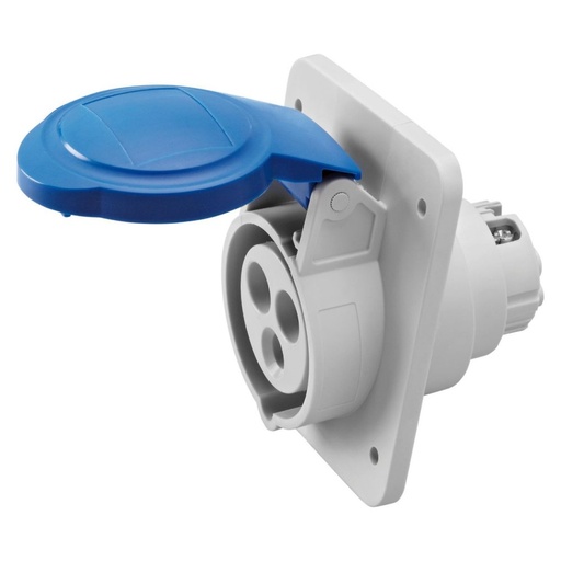 [GW62216H] 10° FLUSH MOUNTING SOCKET-OUTLET HP - IP44/IP54 - 2P+E 32A 200-250V 50/60HZ - BLUE - 6H - SCREW WIRING