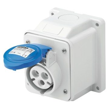 [GW62404] 10° WALL FIXED SOCKET-OUTLET - IP44 - 2P+E 16A 200-250V 50/60HZ - BLUE - 6H - SCREW WIRING